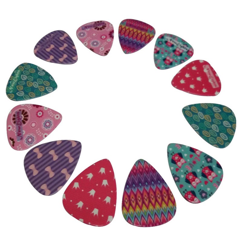 NewEights Girly Guitar Picks Set - Medium Celluloid 12-pack - Unique Colorful Designs - Best Gifts for Girls Kids Teens Daughter Granddaughter Women - Thanksgiving Christmas New Year Holidays Presents - Image 4